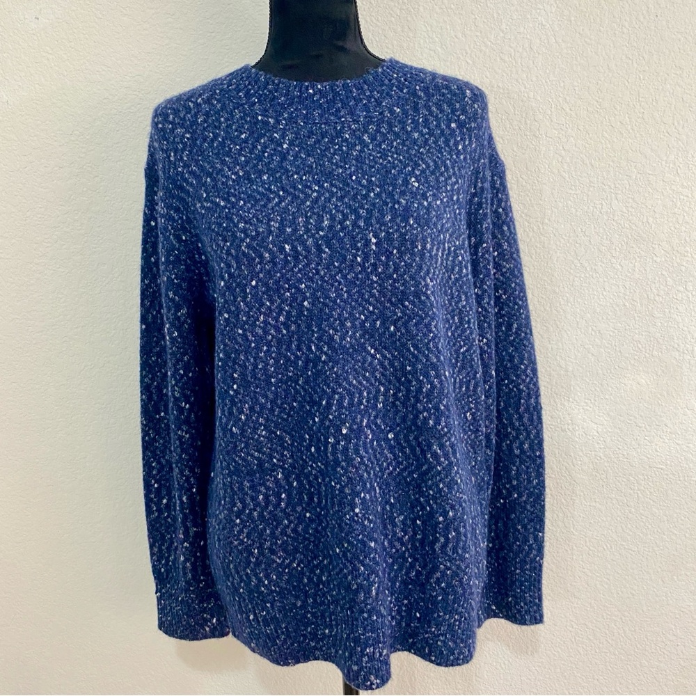 Vince Textured Alpaca Wool & Silk Blend Flecked Crewneck Sweater Med Blue $365